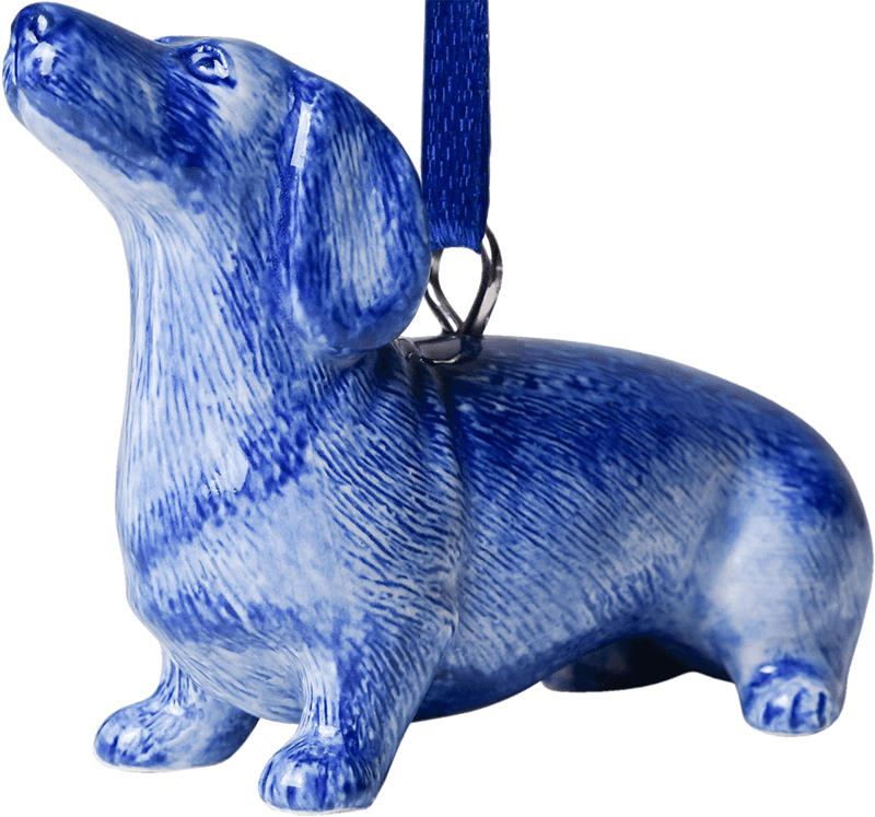 Delft Ornament - Sitting Dachshund