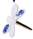 Delft Dragonfly Ornament with Gold Accents