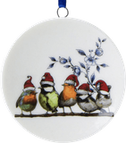 Delft Plate Ornament - Forest Birds w/ Santa