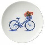 Blue Delft Small Plate of a Bicycle with Tulip Basket