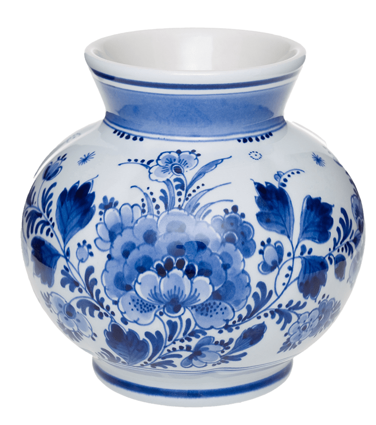 Royal Delft 14cm Flat Round Vase - Royal Delft Vases