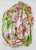 Satin Scarf with Multicolor Tulip Design