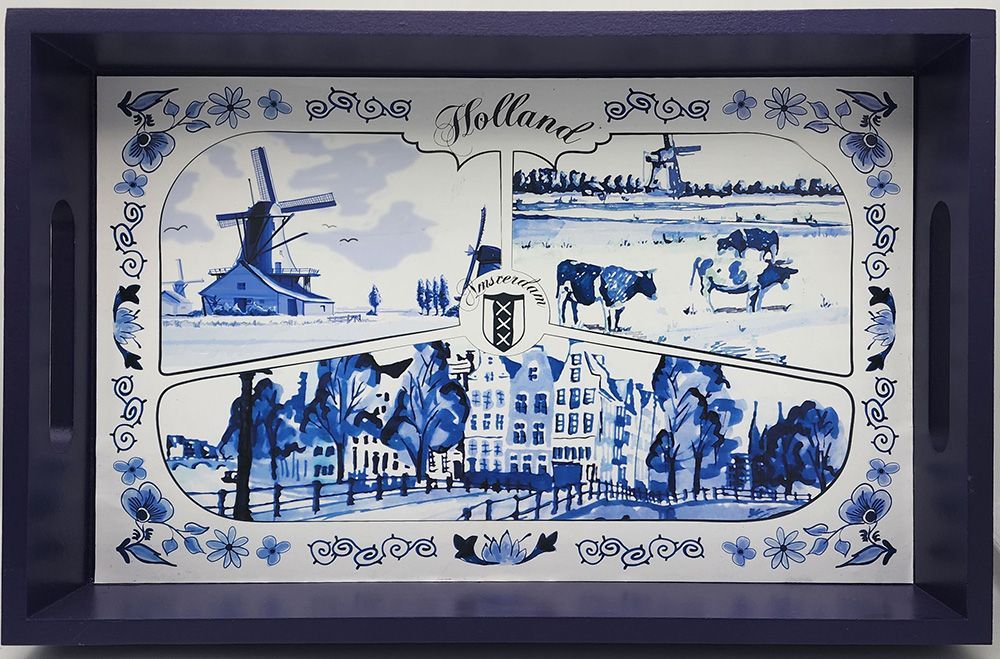 Wooden Serving Tray with Holland Motif