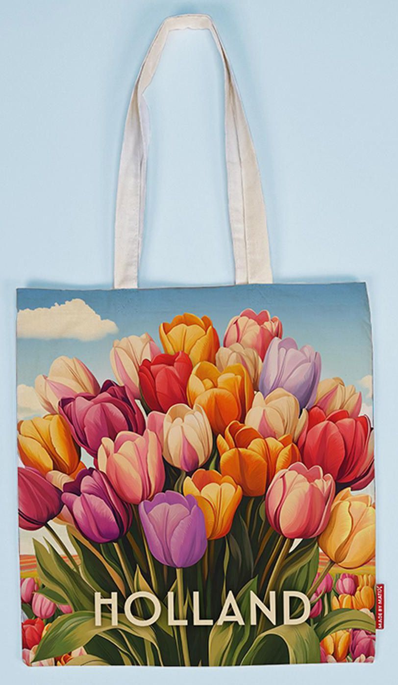 Cotton Shopping Bag - Bright Tulips Design