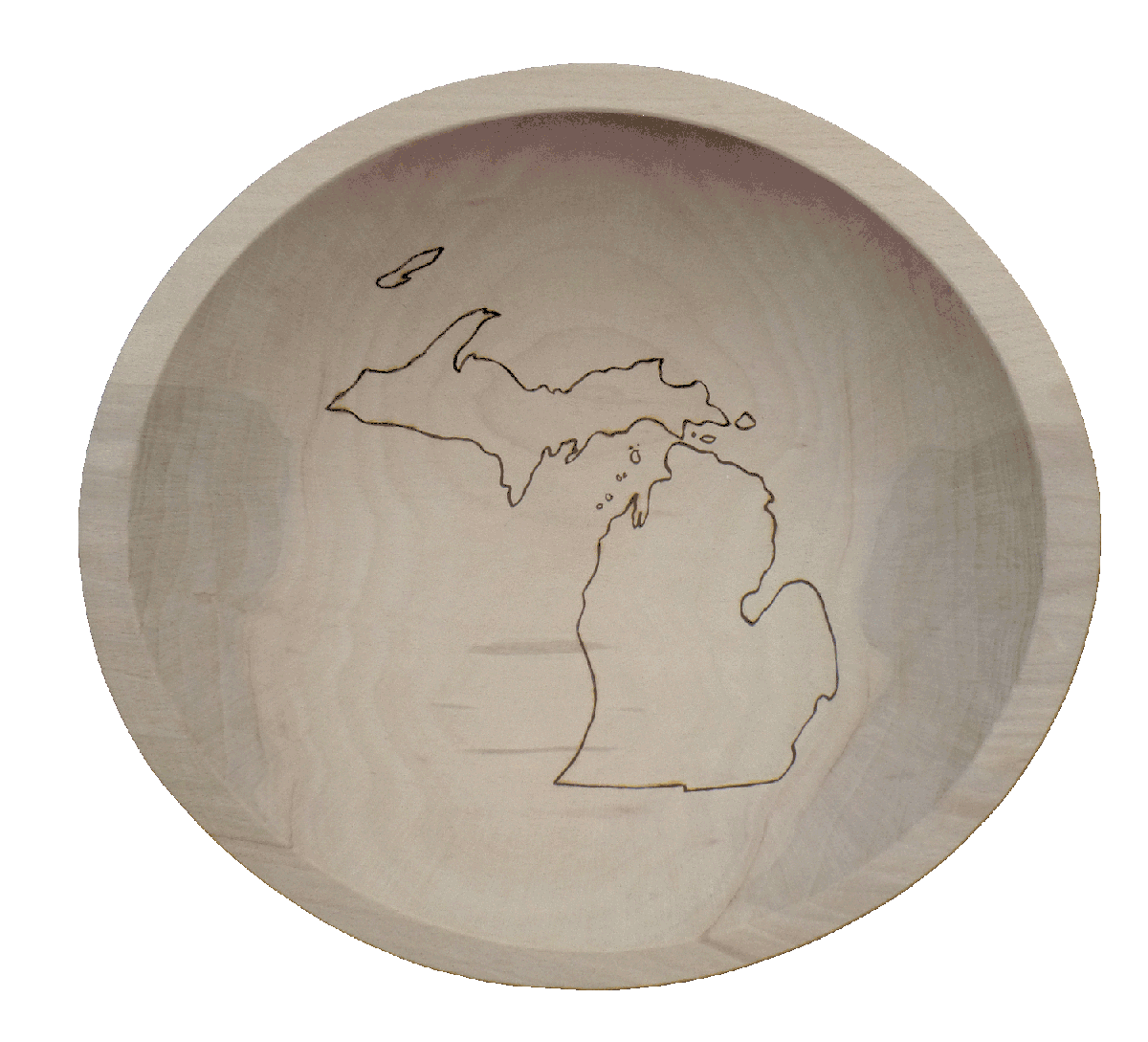State of Michigan Decorated Wooden Bowl Wooden Bowls Plain and