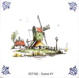 Blueware Multicolor Delft Tile - Windmill Series