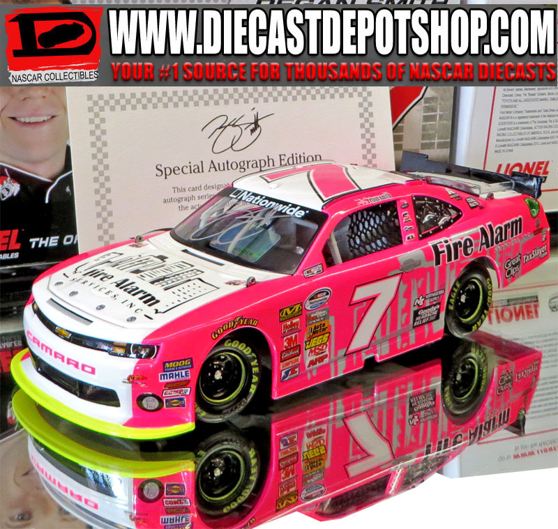AUTOGRAPHED REGAN SMITH 2013 PINK FIRE ALARM SERVICES 1/24 ACTION