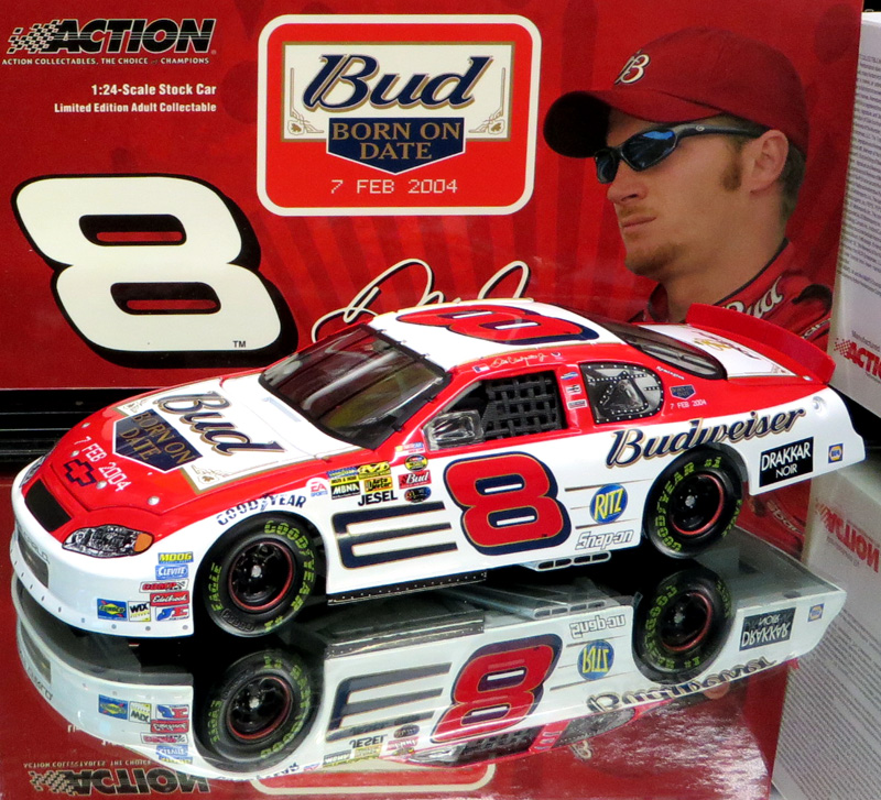 DALE EARNHARDT JR 2004 BUDWEISER SHOOTOUT "BORN ON DATE" ACTION 1/24