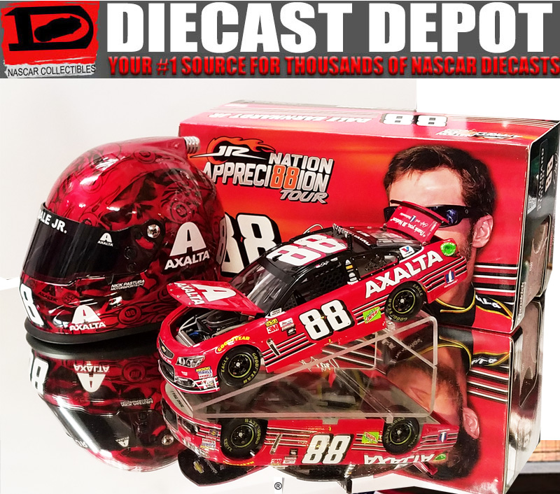 DALE EARNHARDT JR 2017 FINAL RIDE BUDWEISER THROWBACK MINI HELMET AND 1/24 ACTION DIECAST COMBO DEAL