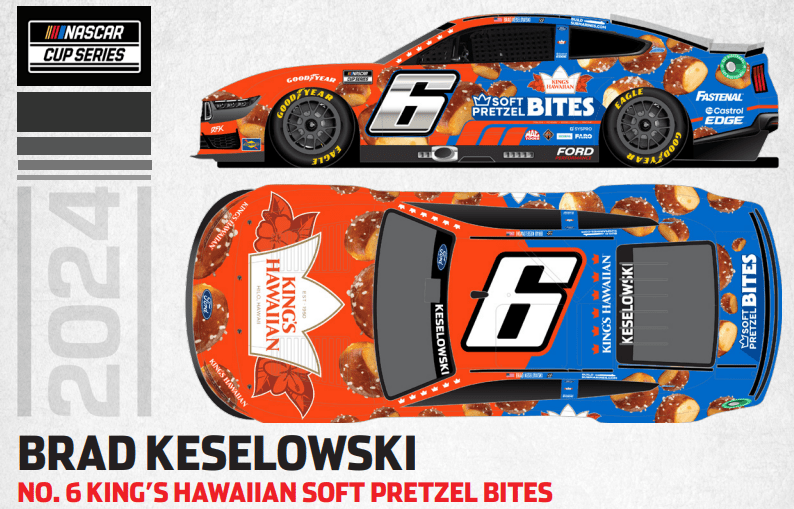 BRAD KESELOWSKI 2024 KING'S HAWAIIAN SOFT PRETZEL BITES 1/24 ELITE