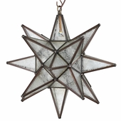 15" Ice Crystal Frosted Glass Hanging Star Light