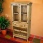 2 Door Rustic Pine Mexican Cupboard with Wine Rack and Drawer
