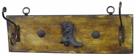 2 Hook Cowboy Coat Rack - Rustic Wood & Iron
