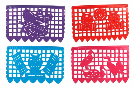 2 Pack - Small Plastic Picado Banners - String of 9 - 17 ft - Mexican Fiesta