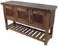 3 Door Old Wood Buffet with Slat Bottom and Iron Accents