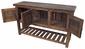 3 Door Old Wood Buffet with Slat Bottom and Iron Accents