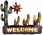 3D Metal Howling Coyote & Desert Scene Welcome Wall Art