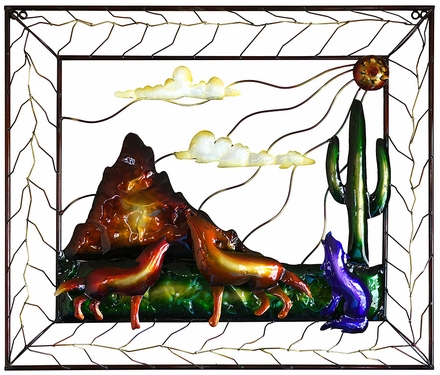 3D Metal Howling Coyote Framed Wall Art