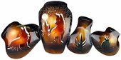 3D Metal Pots with Howling Coyotes & Desert Scene Wall Art
