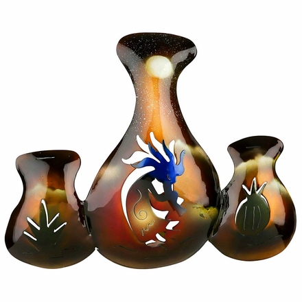 3D Metal Pots with Kokopelli & Desert Scene Wall Art