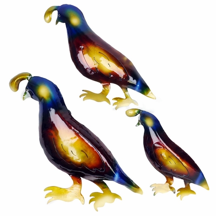 3D Metal Quail Southwest Wall Art - Set of Three