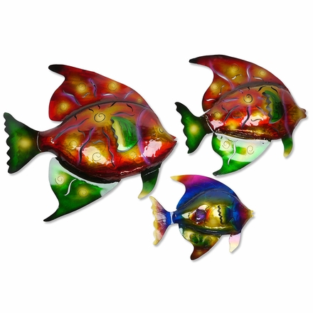 3D Metal Tropical Fish Wall Art - Set of Three