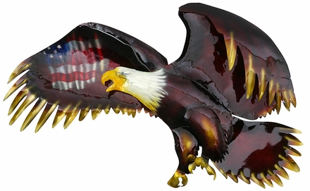 3D Metal Wall Art Bald Eagle with American Flag- Xtra Large