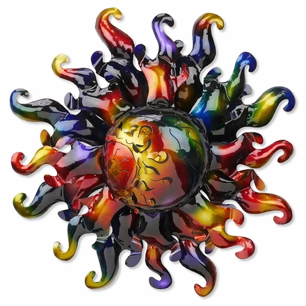 3D Metal Wall Sculpture - Sun and Moon on Swirling Sun