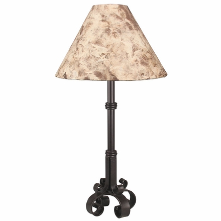 4 Footed Iron Lamp with Bark Paper Shade