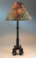 4 Footed Iron Lamp with Bark Paper Shade