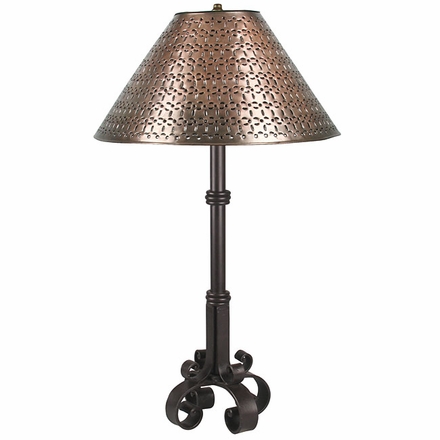 4 Footed Iron Lamp with Gusanito Punched Tin Shade