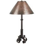 4 Footed Iron Lamp with Gusanito Punched Tin Shade