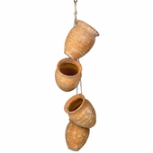 4 Hanging Clay Pots on Rope