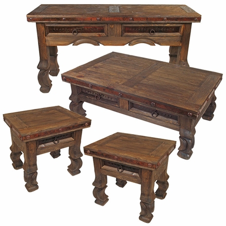 4 Piece Old Wood Iron Banded Ox Yoke Living Room Set