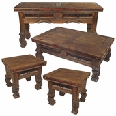 4 Piece Old Wood Iron Banded Ox Yoke Living Room Set