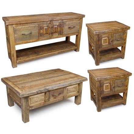 4 Piece Old Wood Living Room Set