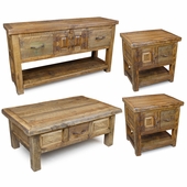 4 Piece Old Wood Living Room Set