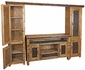 4-Piece Rustic Wood Entertainment Center with Iron Accents