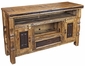4-Piece Rustic Wood Entertainment Center with Iron Accents