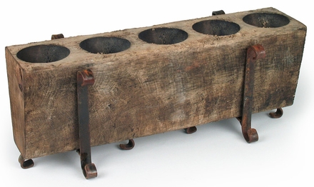 5 Hole Rustic Sugar Mold Candle Holder with Iron Base