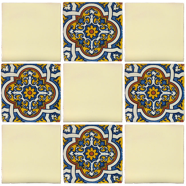 Mexican Tile - Set of 16 4¼ x 4¼ Mexican Talavera Tiles