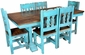 7-Piece Turquoise Painted Wood Dining Set with Trestle Base