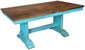 7-Piece Turquoise Painted Wood Dining Set with Trestle Base