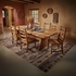 8 ft. Free Form Mesquite Trestle Dining Table with Copper & Turquoise Inlay
