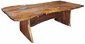 8 ft. Free Form Mesquite Trestle Dining Table with Copper & Turquoise Inlay