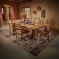 8 ft. Free Form Mesquite Trestle Dining Table with Copper & Turquoise Inlay