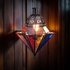 8 Point Colored Glass and Punched Tin Hanging Light Fixture