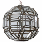 8-Sided Geometric Hanging Clear Glass Light Fixture - 12" Dia