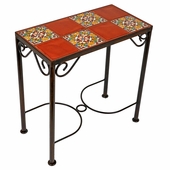 8 Tile Mexican Iron Side Table with Talavera Tile Top