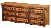 9 Drawer Low Boy Dresser with Copper